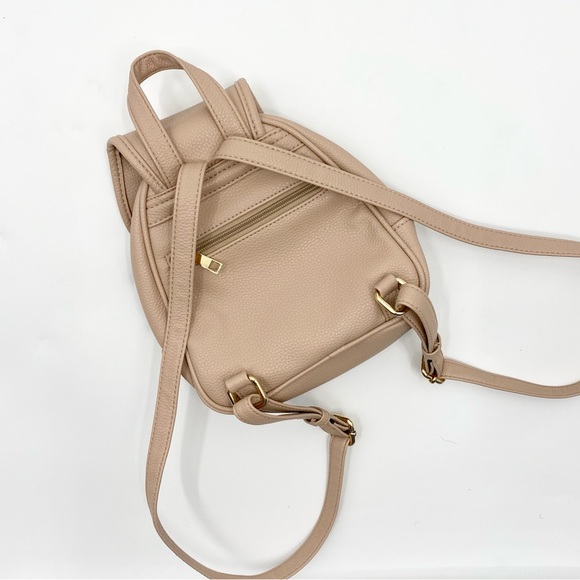 Minimalist Vegan Leather Nude Latte Classic Mini Backpack - Picture 7 of 11
